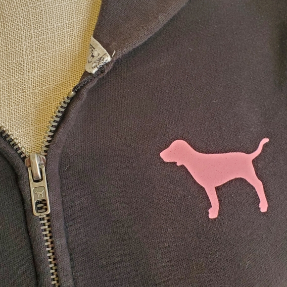 PINK VS | Women's black Pink brand graphic back zipper-front hoodie. Size small. - Picture 5 of 9